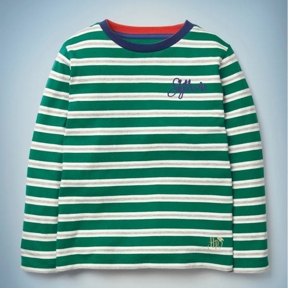 MINI BODEN KID'S HARRY POTTER HOUSE BRETON TOP IN GREEN SLYTHERIN 5-6Y - Picture 1 of 8
